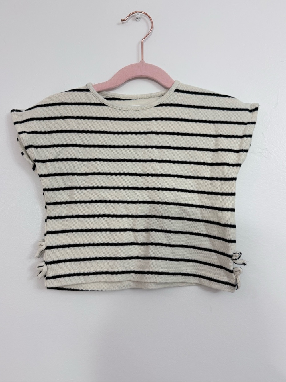 Zara Black & Cream Striped Crop Top